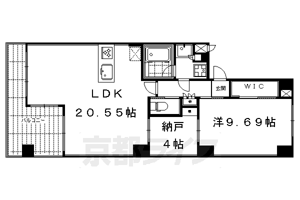 1SLDK：洋9.69×納4×LDK20.55（71.44 ㎡）