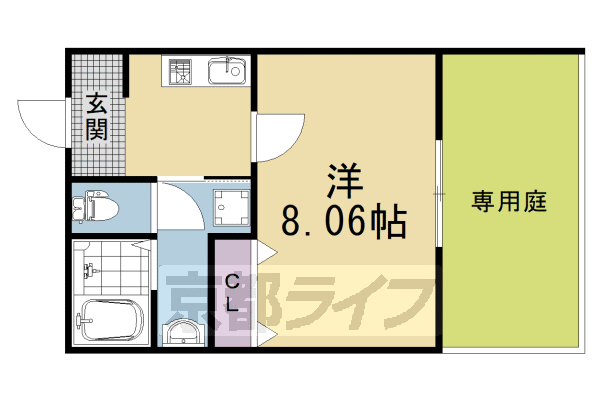 ■1K:洋8.06×K2.57(26.75 ㎡)