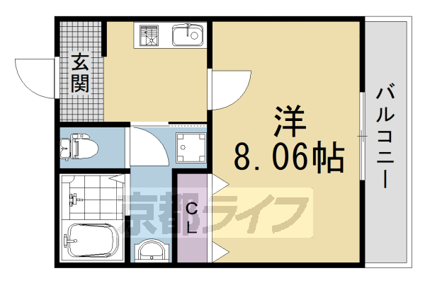 ■1K:洋8.06×K2.57(26.75 ㎡)