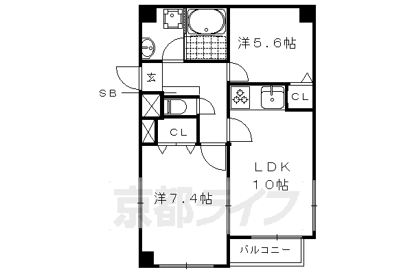 ■2LDK：洋7.4×洋5.6×LDK10(52.7 ㎡)