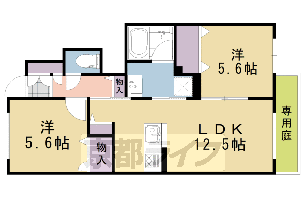 ■2LDK:洋5.6×洋5.6×LDK12.5(56.28 ㎡)