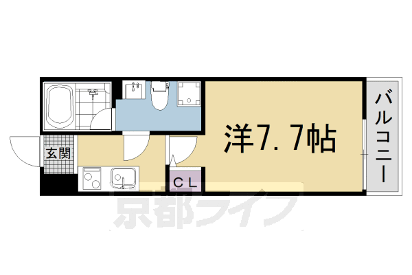 ■1K:洋7.7×K2.2(22.92 ㎡)