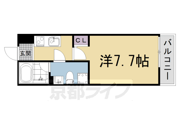 ■1K:洋7.7×K2.2(22.92 ㎡)
