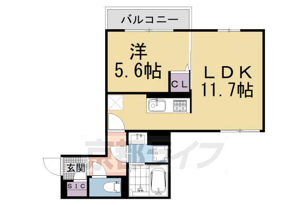 ■1LDK：洋5.6×LDK11.7(40.32 ㎡)
