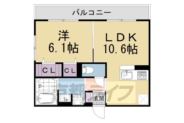 ■1LDK：洋6.1×LDK10.6(40.29 ㎡)